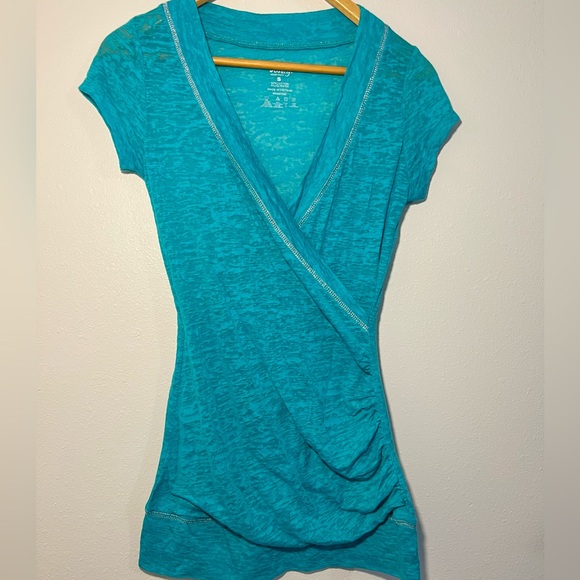 NWOT Turquoise Vanity Wrap Top, S - Picture 3 of 5